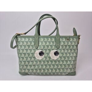 Anya Hindmarch Fern Olive 187541 Tote XS Eyes Crossbody I AM A PLASTIC Bag